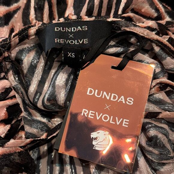 NWT Dundas X Revolve Lana Blouse in Natural Zebra Blouse XS Metallic - Picture 11 of 14